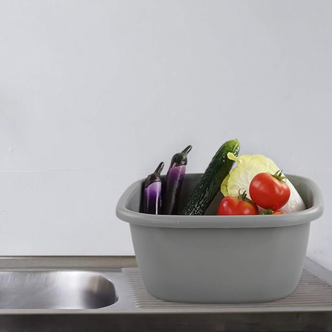 Set of 3 Plastic Wash Tub Dish Pan Basin, 16 Quart, Grey