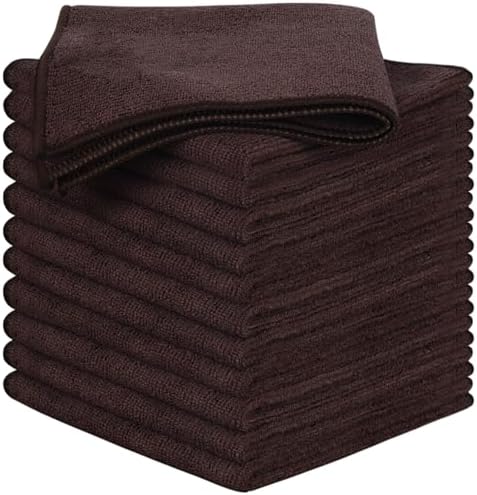 SINLAND Microfiber Dish Cloth Kitchen Cleaning Cloth 12x12In 12 Pack Brown by SINLAND