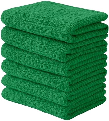 CRAFTSWORTH Cotton Kitchen Towels15 x 26" Solid Green Kitchen Hand Towels by CRAFTSWORTH