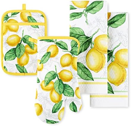 Martha Stewart Lots of Lemons Modern Kitchen Towel, Oven Mitt & Potholder Set by MarthaStewart