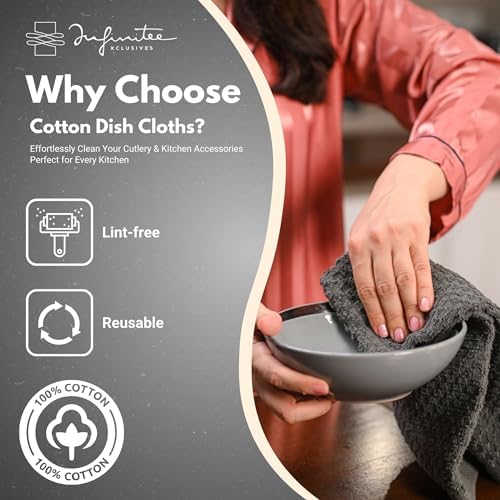 Infinitee Xclusives Premium Dish Cloth 100% Cotton 12 x 12 Inches |Pack of 4| - Image 2