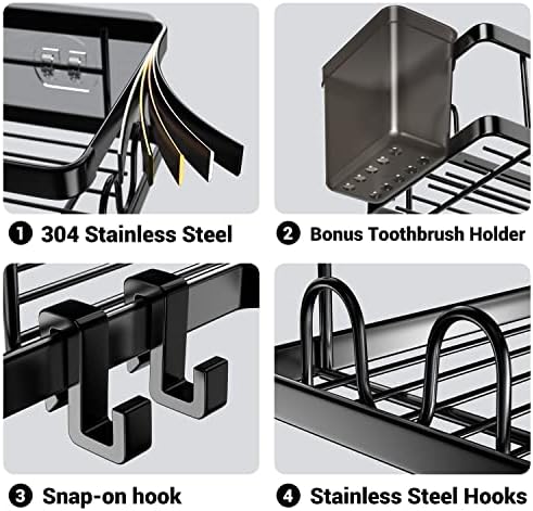 AKTECKE Corner Shower Caddy, 2 Pack Adhesive Shower Corner Organizer Shelves - Image 4
