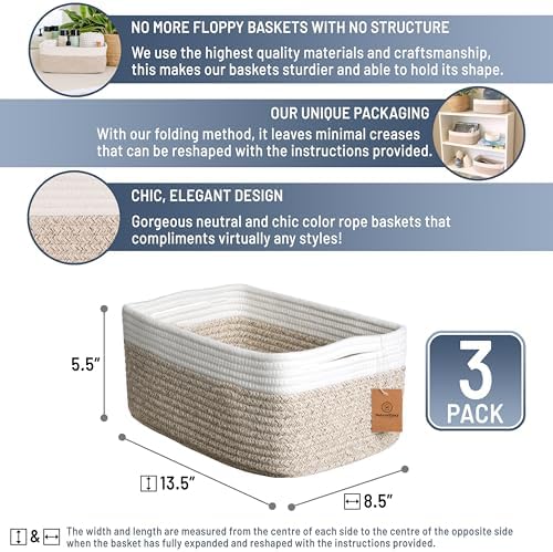 NaturalCozy 13.5”x8.5”x5.5” Storage Baskets - Image 2