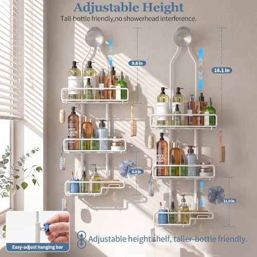 Skyapex Shower Caddy Hanging Bathroom Organizer: Over Head Adjustable Rack - Image 3