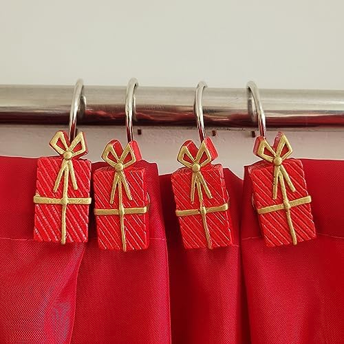 Two Fish Home Fashions Set of 12 Decorative Christmas Tree Resin Shower Curtain - Image 5