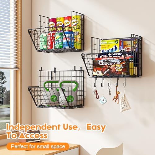 X-cosrack Metal Wire Basket Wall Mount, 3 Tier Wall Storage Organizer - Image 6