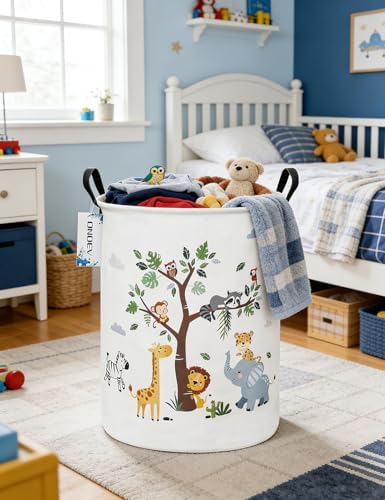 Round Tree Animal Print Waterproof Collapsible Laundry Hamper - Image 5