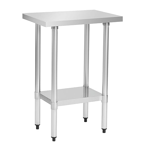 COOLCHEF Stainless Steel Work Table 18 x 24 Inch, NSF Commercial Prep Table with Undershelf, Heavy Duty Food Prep Workstation