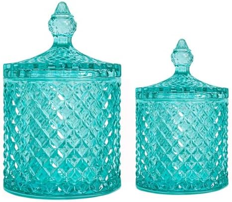 2 Pack Glass Qtip Holder, Apothecary Jars by FLORY