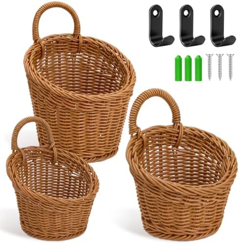 3 Pack Wicker Hanging Basket by Yiyiring