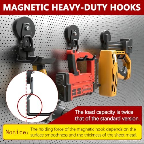 3-H Heavy Duty Magnetic Hooks, No-Drill Garage Power Tool Holder, 4 Pack - Image 3