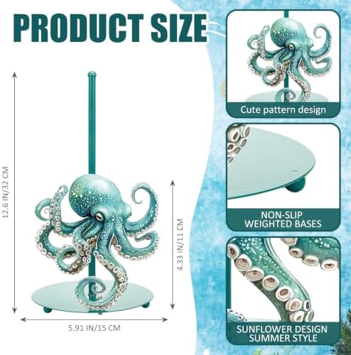 Shimeyao Octopus Metal Paper Towel Holder Stand, Coastal Kitchen Decor - Image 2