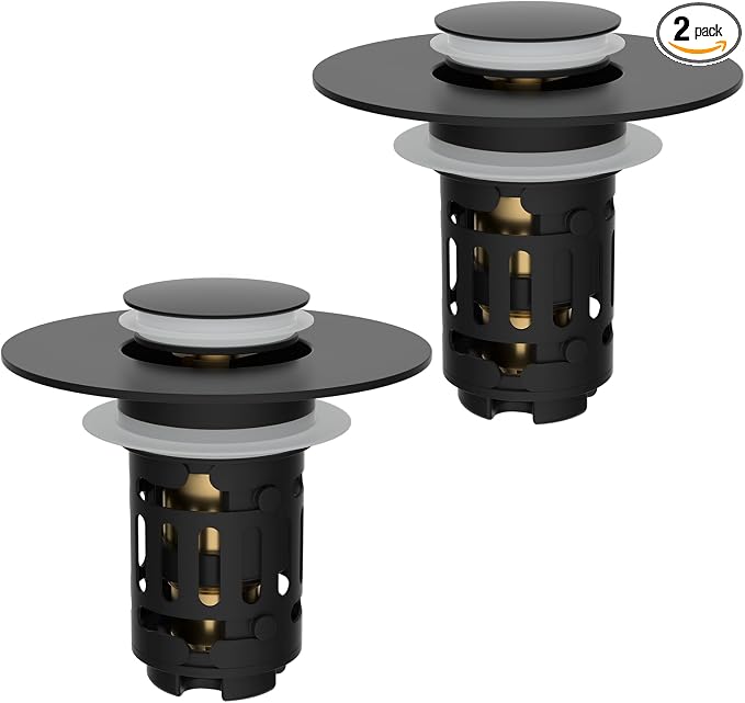 Hibbent 2 PCS Upgraded 3 in 1 Bathroom Sink Drain Strainer, Pop Up Stopper | by Hibbent