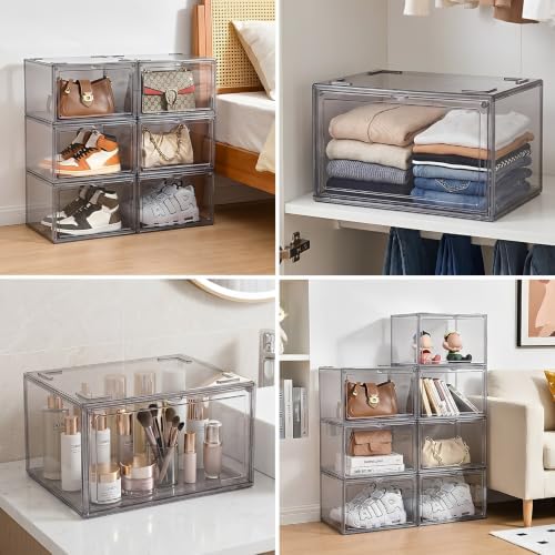 MMBABY 12 Pack Acrylic Shoe Boxes– Ultra Clear Plastic Stackable Sneaker Storage - Image 6