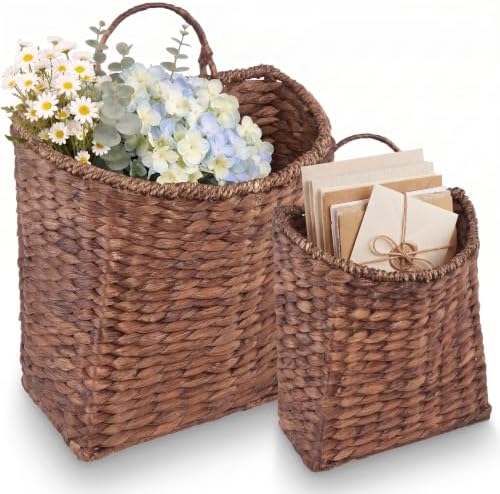 84ECO Set of 2 Brown Wicker Hanging Baskets by 84ECO