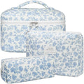BuyCard Quilted Makeup Bag Set, CuteFloral Cotton Coquette Makeup Bag Toiletry by BuyCard