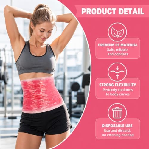 1 Rolls 60 Meters Pink Osmotic Plastic Body Wrap, Workout Sweat Enhancer Belly - Image 3