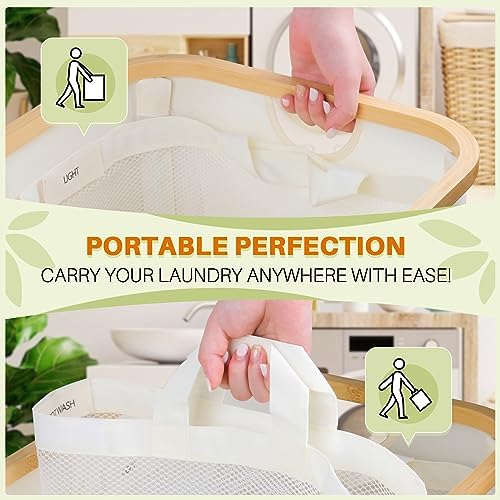 160L Laundry Hamper with Lid, 3 Section Laundry Basket with 3 Removable Bag - Image 5