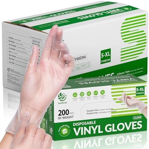 SWIFTLITE Disposable Vinyl Gloves, Food Safe by SWIFTLITE