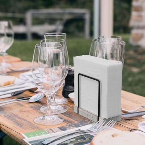 Wican Napkin Holder for Table, Wood Iron Standing Napkin Dispenser - Image 4
