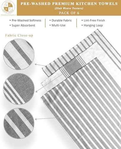 Pack of 6 Cotton Kitchen Towels Set, Dish Towels, Cleaning Rags, Kitchen Dish - Image 3