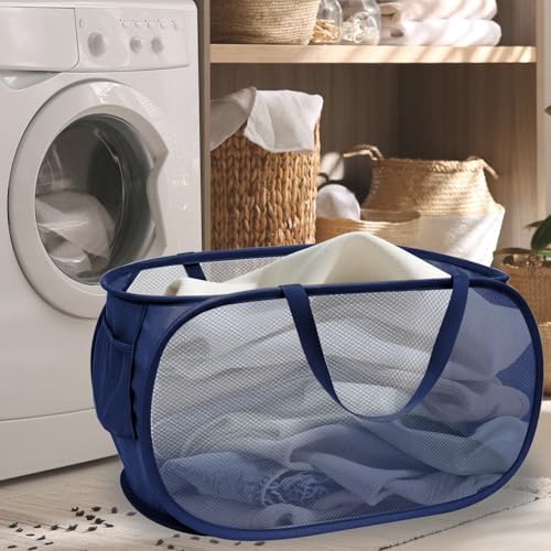 Collapsible Laundry Hamper Basket, Pop Up Mesh Foldable Bag - Image 2