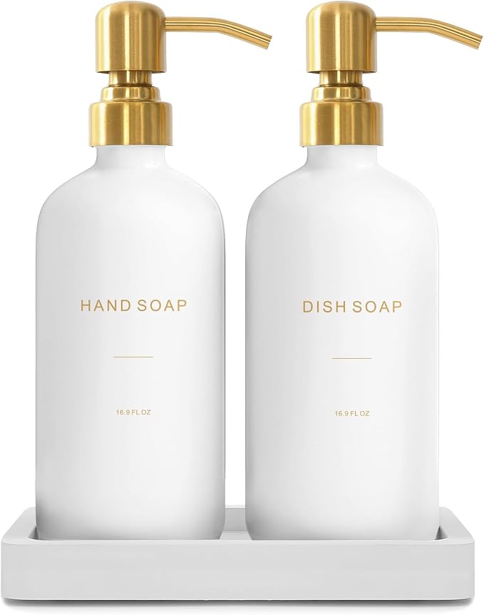 Prus Waso Gold Soap Dispenser Set | Glass Soap Dispenser by PrusWaso