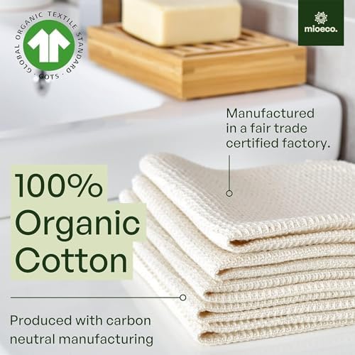 mioeco 5 Pack Reusable Kitchen Paper Towels, Large Size Cotton Dish Cloths - Image 6
