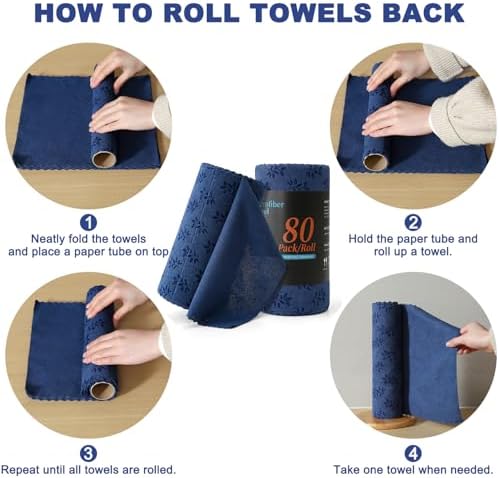 Microfiber Cleaning Cloth Roll, 80 Pack Cleaning Towels, Lint Free Rags Paper - Image 6