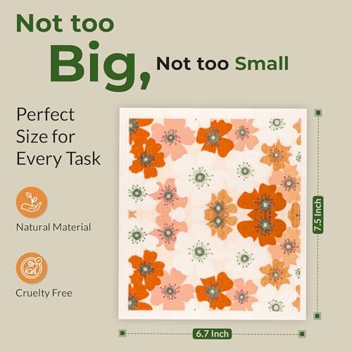 Swedish Dishcloths, Vintage Plant-Based Cellulose, 6.7x7.5 Inch, Super Absorbent - Image 4