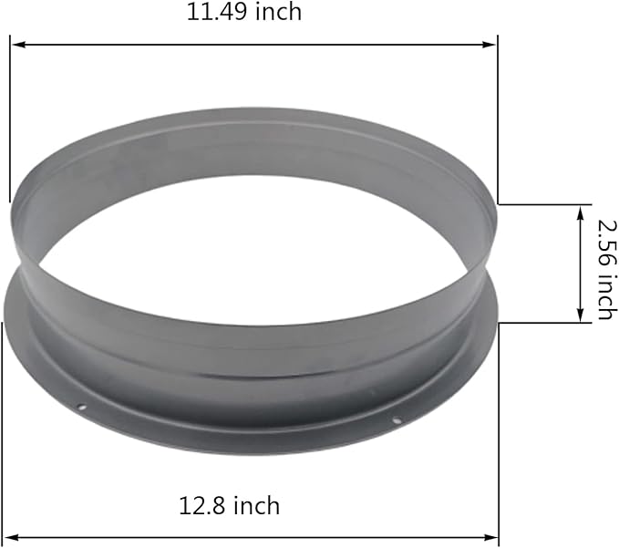 Duct Connector Flange Metal Straight Pipe Flange for Heating Cooling Ventilation System 12 Inch (11.49inch)