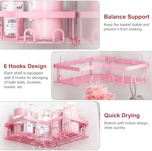 Liuoud Corner Shower Caddy, 5 Pack Adhesive Stainless Steel Organizer - Image 7