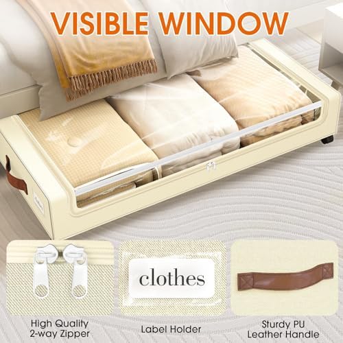 Under Bed Storage with Wheels 3Pack Storage Containers with Clear Window - Image 3