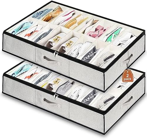 homyfort Shoe Storage Organizer Under Bed, 2 Pack Fits 32 Pairs, Extra Large by homyfort