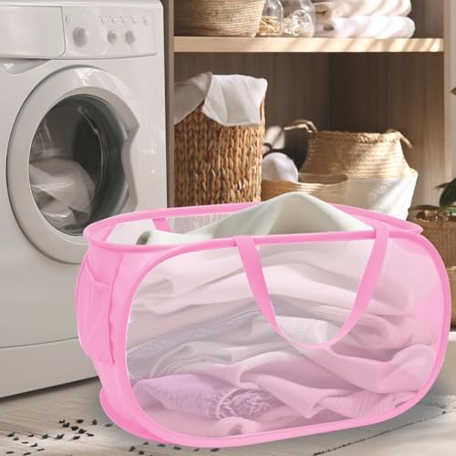 Collapsible Laundry Hamper Basket, Pop Up Mesh Foldable Bag - Image 2