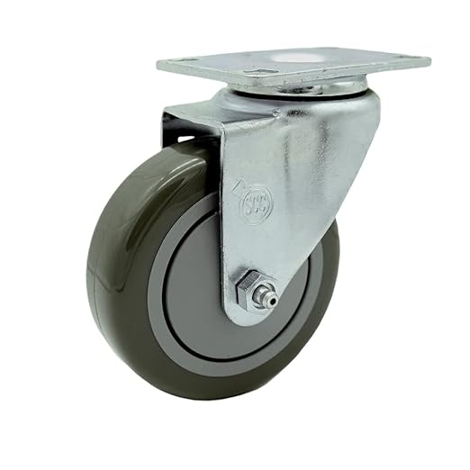Service Caster Brand Replacement Caster for Uline Caster H-7448S - Stainless Steel Swivel Top Plate Caster with 4 Inch Gray Polyurethane Wheel - Fits Carts and Platform Trucks H-3352