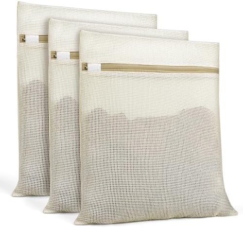 Natural Cotton Mesh Laundry Bags 12x16" 3-Pack, Gentle Wash by Unknown