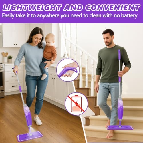 HOMTOYOU Spray Mops for Floor Cleaning: Wet Mop for Hardwood Tile Wood - Image 2