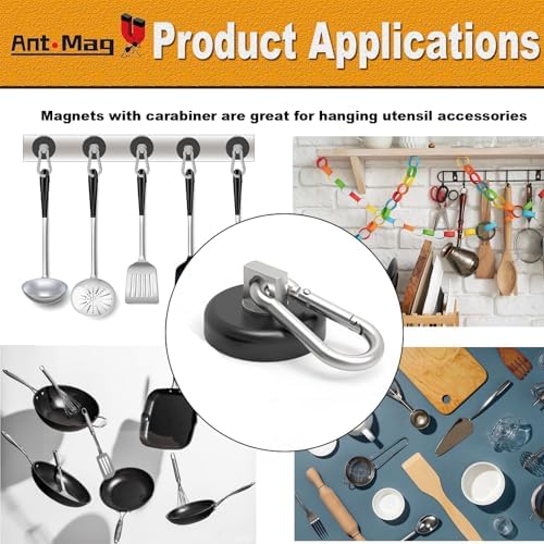 Ant Mag Magnetic Hooks Heavy Duty Neodymium, 140LBS Swiveling Carabiner - Image 6
