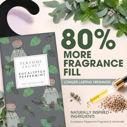 Large 12 Packs Eucalyptus Peppermint Hanging Scented Sachets Long-Lasting - Image 4