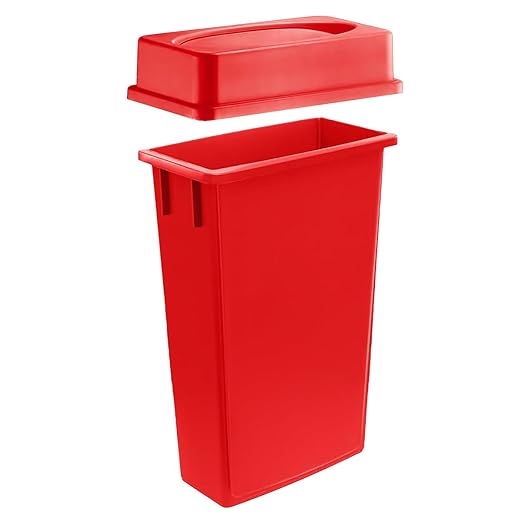 3 pack 23 Gallon Waste Bin with Swing Lid, Heavy-Duty Trash Can, Slim Rectangular Garbage Bin, Durable Waste Container, Recycling Bin, Plastic Wastebasket for Kitchen, Garage, Restaurants, Office