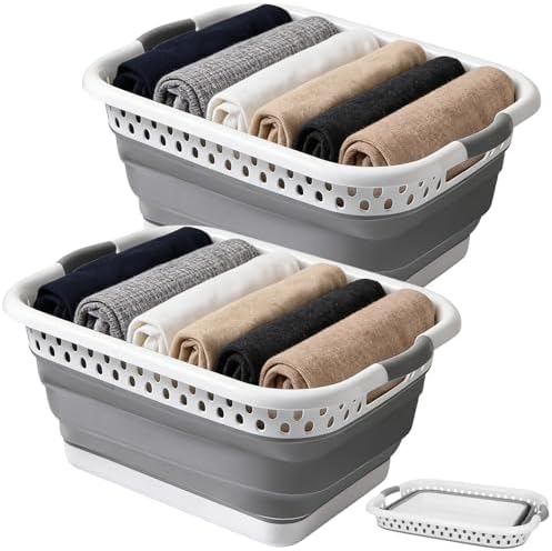 2 Pack Collapsible Laundry Baskets, 11 Gallon 42L Collapsible Laundry Clothes by Unknown