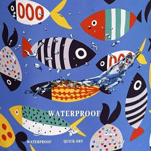 Colorful Fish Laundry Basket Oxford Cloth Foldable Hamper 18.9x16.5 Inch - Image 5
