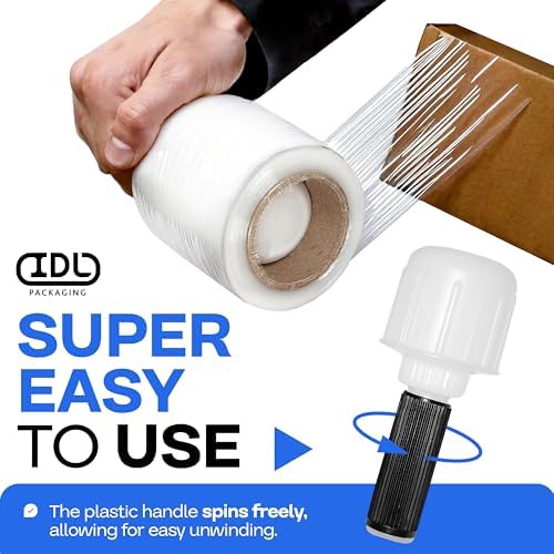 IDL Packaging 3"x 1000' Stretch Wrap Mini Roll of 80 Gauge - Image 4
