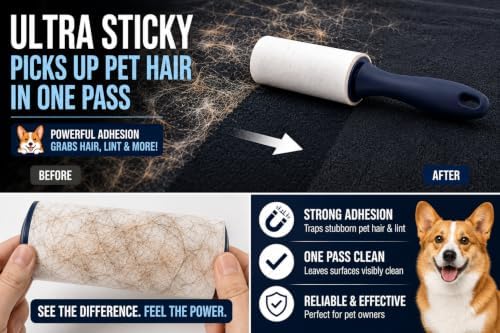 Extra Sticky Lint Roller for Pet Hair, 6 Pack 600 Sheets - Image 2