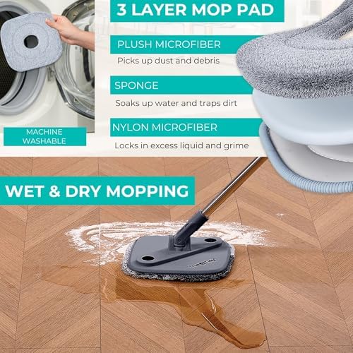 True & Tidy True Clean Spin Mop & Bucket System – Dual Compartment Design - Image 4