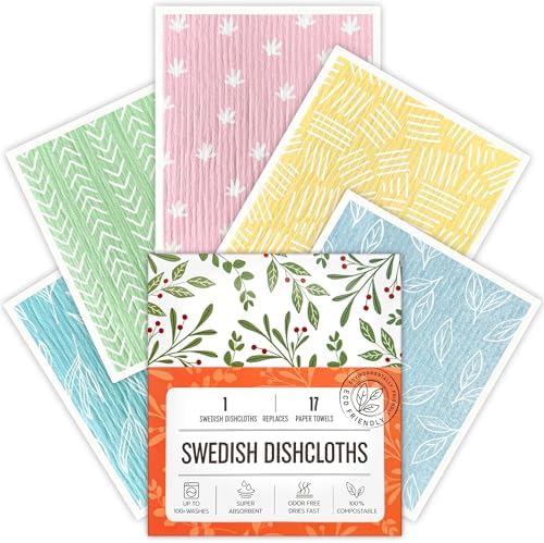 Swedish Dishcloths for Kitchen, 5 Pack Reusable Paper Towels Washable, Super by Unknown