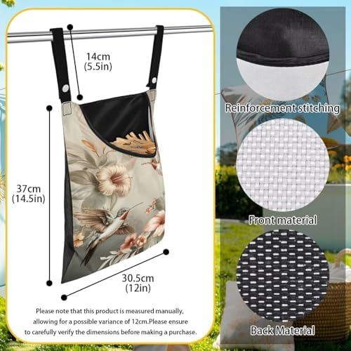 Hummingbird Clothes Pin Bag Poeny Flowers Clothes Pin Hanging Bag Fashion - Image 6