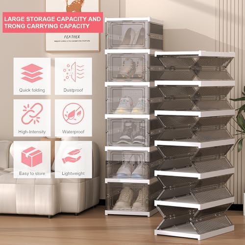 Foldable Shoe Storage Organizer, Stackable Boxes - Image 4