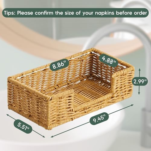 Napkin Holder for Bathroom, Woven Wicker Synthetic Rattan Guest Towel Holder - Image 2